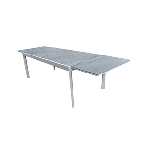 שולחן אלומיניום וטופ זכוכית קרמית - ריהוט גן - דגם ולנסיה (גדול) מיליון כסאות