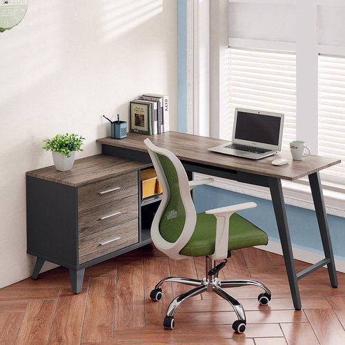 פסי - שולחן מחשב כולל שלוחה רתומה משולבת ארגז מגירות ימין/שמאל