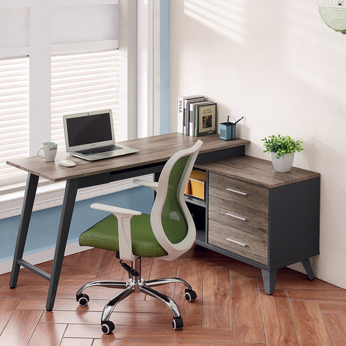 פסי - שולחן מחשב כולל שלוחה רתומה משולבת ארגז מגירות ימין/שמאל