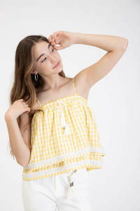 גופיית קומות גינגהם רקומה