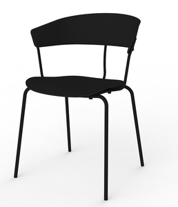 כסא אירוח מעוצב דגם אודליה גובה 45 ס"מ מושב פלסטיק שחור שלד מתכת שחור מיליון כסאות