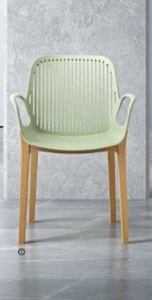 אופירה כסא אירוח עם ידיות -פלסטיק - ירוק- רגל עץ טבעית