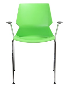 מריוס כסא אירוח והמתנה + ידיות - שלד ניקל 4 רגליים ,מושב פלסטיק מעוצב -כחול