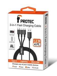 כבל טעינה אוניברסלי 3 באחד Protec DM149