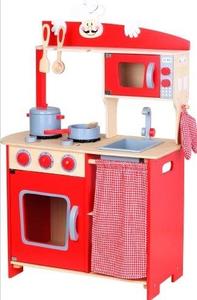 צעצועי עץ לתינוקות מטבח אדום קטן 