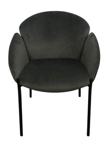 אדוארד כסא המתנה - בד קטיפה אפור אחיד {לא צבעוני כמו בתמונה}-רגליים מתכת שחור