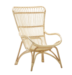 תאיר כורסת אירוח מעוצבת - רטאן מעובה - צבע טבעי - W 67 x D 61 x H 98 cm