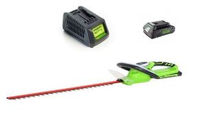 גוזם גדר חיה 24V + סוללה 2A + מטען 24V מהיר Greenworks