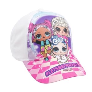 כובע קיץ לבן עם מצחייה מעוצב בדמויות לול L.O.L אנונימה