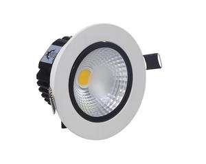 גוף תאורה עגול זווית מתכווננת LED COB DOWNLIGHT 240V 15° לבן חם מסגרת פנימית לבנה 3" 5W ניסקו