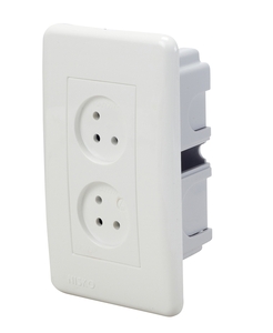 2 מודול HOME & OFFICE עה"ט, 2 שקעים לבנים ניסקו