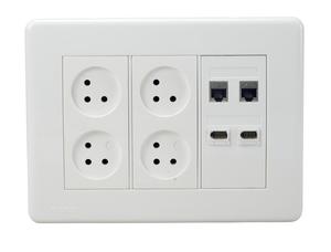 תה"ט 6 מודול HOME & OFFICE 4 שקעים לבנים ניסקו