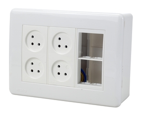 עה"ט 6 מודול HOME & OFFICE 4 שקעים לבנים 1 מחשב 1 טלפון ניסקו