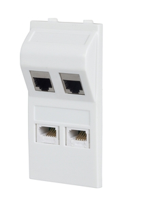 אביזרי תקשורת - מודול זוויתי HOME & OFFICE 2 שקעי מחשב 2 שקעי טלפון ניסקו