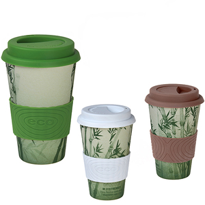 ספל אקולוגי ECO עשוי במבוק עם חבק סיליקון דגם יער הבמבוק