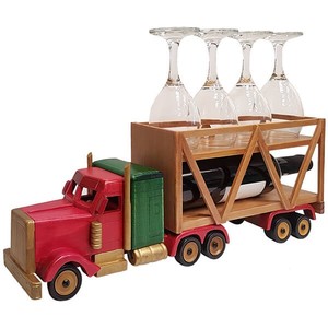 מעמד לבקבוק יין וכוסות דגם משאית עתיקה וינטג'  גימיק מתנות