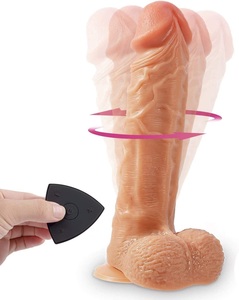 דילדו ראליסטיק נצמד רוטט ומסתובב שלט רחוק