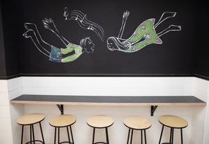 טפט ויניל, לוח מחיק, לוח גיר ומדבקות רצפה בבית הספר פאול קור