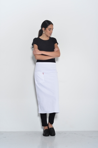 סינר ארוך עם סגירת וולקור לבן