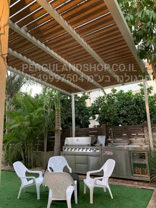 פרגולת אלומיניום דגם מפואר עם שלדה מאסיבית עם הכנה ללדים וסגירה היקפית דגם U - ניתן לקבל שרות התקנה בתשלום - אישור מהנדס כלול במחיר 