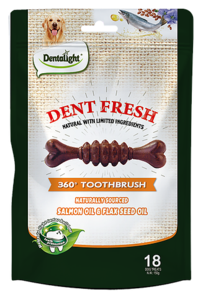 דנט פראש - חטיף דנטלי מועשר בשמן סלמון לחיזוק והברקת הפרווה דנטלייט DENTALIGHT 