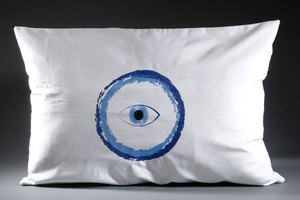 196286 כרית קטיפה עין לבן  50X70