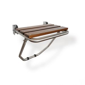 מושב מתקפל למקלחת מנירוסטה בשילוב עץ