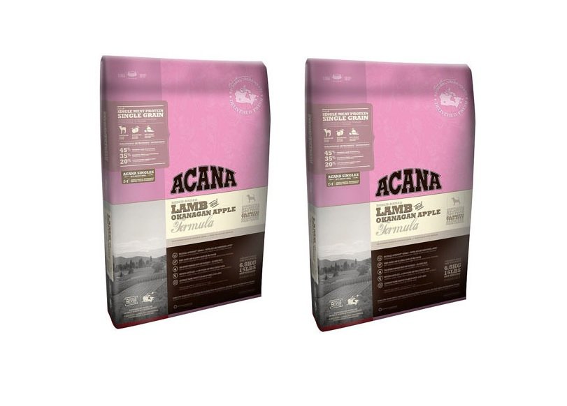 שני שקי אקאנה סינגלס כבש ותפוח - כל שק 6 ק"ג 12 ק"ג Acana Singles Lamb