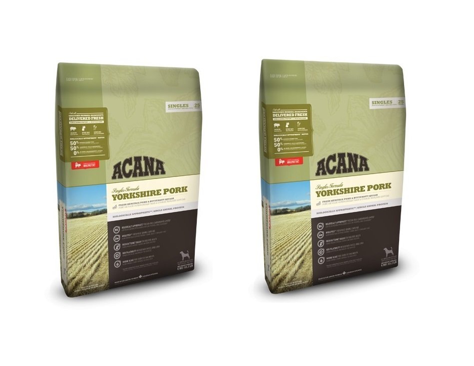 שני שקי אקאנה חזיר ודלורית - כל שק 11.4 ק"ג 22.8 ק"ג Acana Singles Pork