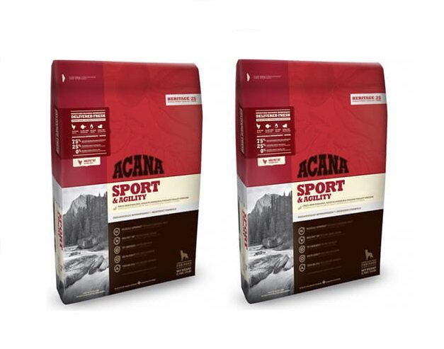 שני שקי אקאנה ספורט לכלבים פעילים - כל שק 11.4 ק"ג 22.8 ק"ג Acana Sport & Agility
