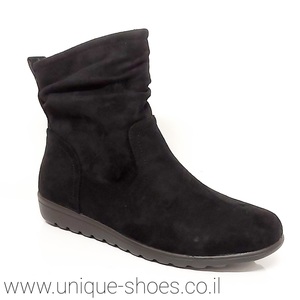 מגפונים לאישה דמוי זמש בצבע שחור | 36-41 | AEROFLEXY