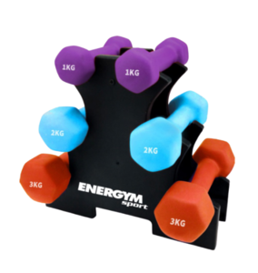 סט 6 משקולות יד ומעמד