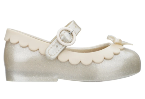 נעלי בובה מיני מליסה בצבע בז' זהב | 19-27 | MINI MELISSA SWEET LOVE II BEIGE GLITTER/BEIGE