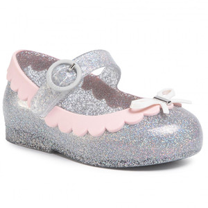 נעלי בובה מיני מליסה בצבע כסף נצנץ | 19-27 | Mini Melissa Sweet Love II Bb 32869 Silver Clear Glitter/Pink 