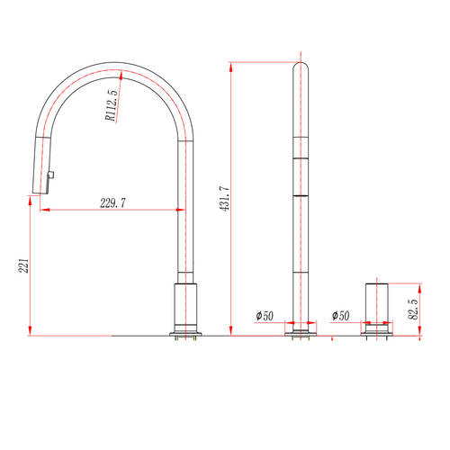 ברז מטבח דגם ורה גמור כרום