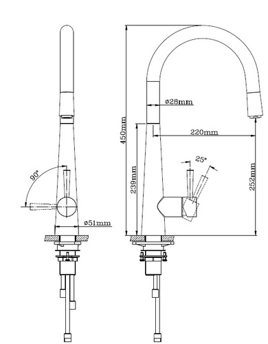 ברז מטבח נשלף דגם שילגיה