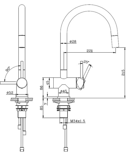 ברז מטבח נשלף דגם אנה