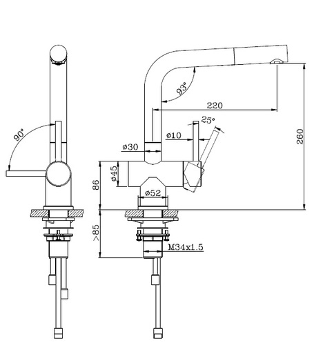 ברז מטבח נשלף דגם בל