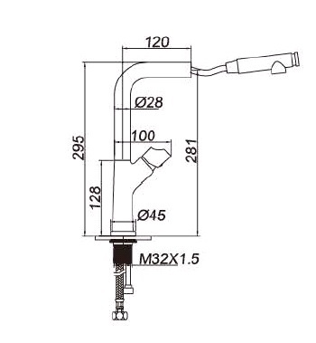 ברז מטבח נשלף דגם אלזה,שני מצבי זרימה