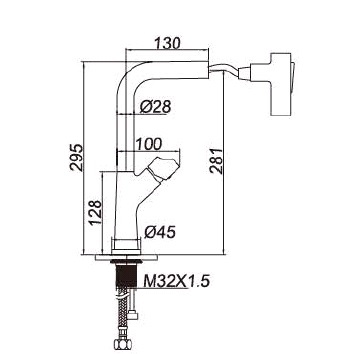ברז מטבח נשלף דגם פטר,שני מצבי זרימה