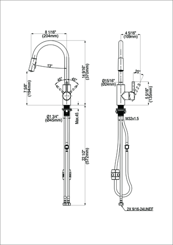 ברז מטבח נשלף אוונס