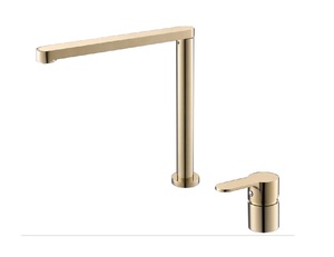 ברז מטבח דגם אורורה זהב מוברש, ידית ממשטח גימור זהב מוברש