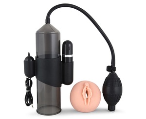 משאבת זיקפה עם רטט וגומיית ואקום בצורת ואגינה