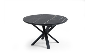 פינת אוכל עגולה דגם תאי - שיש שחור מבריק