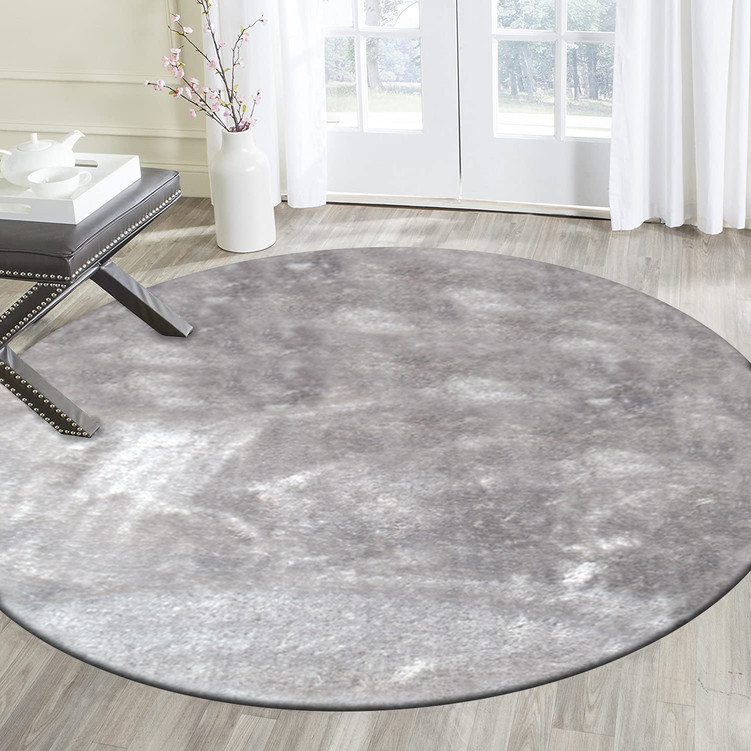 שטיח שאגי עגול- אפור בהיר - אזל במלאי