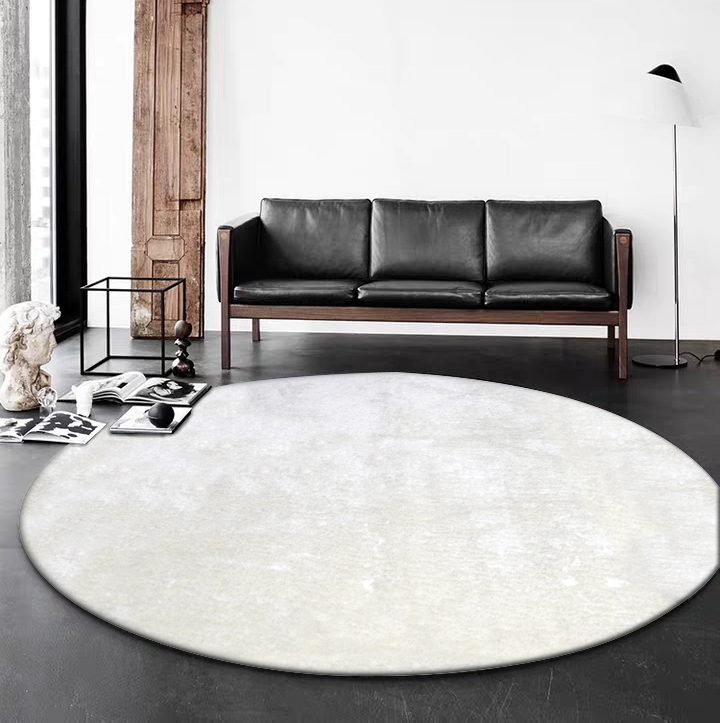 שטיח שאגי עגול- לבן- אזל במלאי