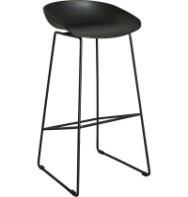 מירקה כסא בר מעוצב מושב פלסטיק שחור-גב נמוך-רגל מתכת שחורה - גובה 65