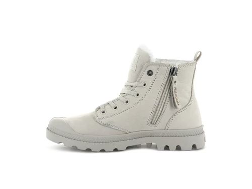 נעלי פלדיום מעור, בצבע בז' , עם פרווה | Palladium PAMPA HI ZIP WL W 95982-176 | 36-41 