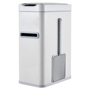 פח אשפה אלקטרוני לבן 7 ליטר המשולב עם מברשת אסלה וחריץ לנייר