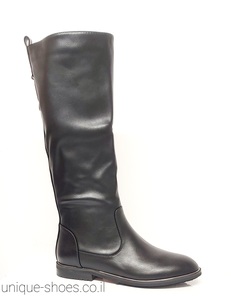 מגף גבוה ושטוח דמוי עור בצבע שחור | 36-41 | 2061 AEROFLEXY 